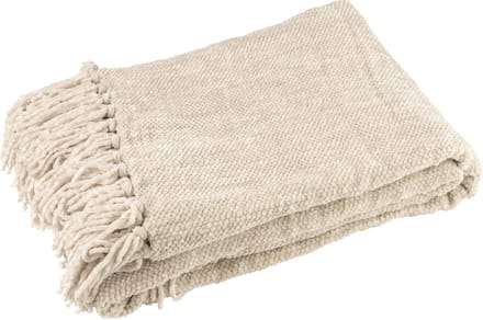 J-Line deken Chenille - polyester - grijs