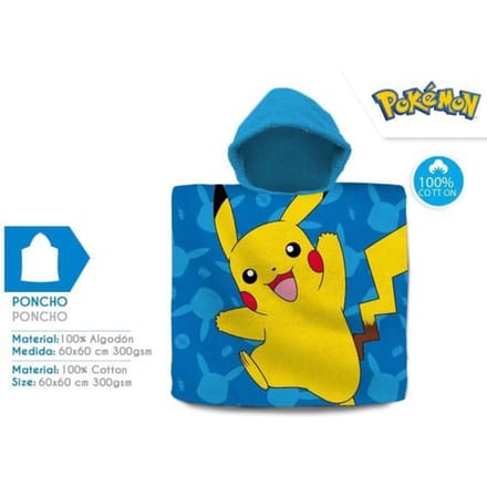 Pokemon bad cape/poncho - 60 x 120 cm - katoen - voor kinderen