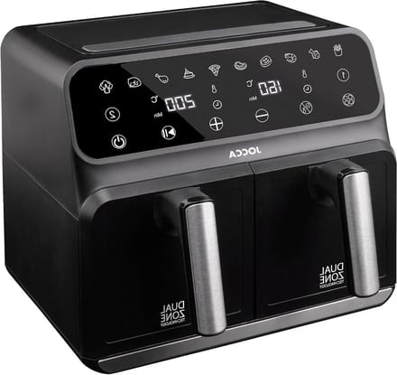 Heteluchtfriteuse Dubbel - Airfryer Dubbele Container - Gezond Koken - Onafhankelijke Containers - 8 Liter - Zwart