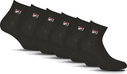 FILA - Logo Quartersokken / Enkelsokken | 6-Pack | Quarter Socks | Maat 39/42 - Zwart