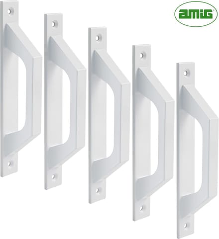 AMIG Deurgreep Schuifdeur – 198 x 25mm – Aluminium – Loftdeur - Wit - 5 Stuks