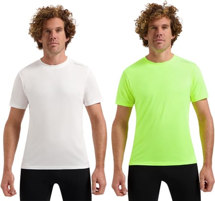 Rogelli Promo Heren 2 pack Sportshirt - Korte mouw - Wit/Geel