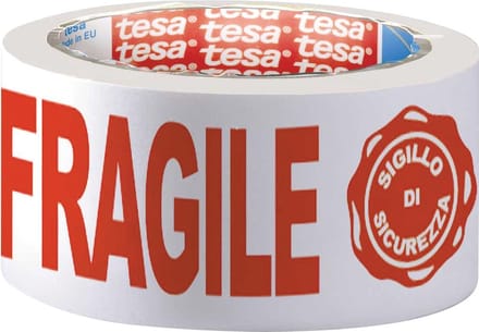 Tesa verpakkingsplakband: FRAGILE, ft 50 mm x 66 m 36 stuks