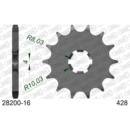 Stalen motortandwiel voor Afam 428 16 dents