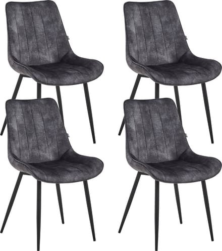 Colenis® - Verta Eetkamerstoel - Set Van 4 - Antraciet - Adoré Velvet - Industrieel