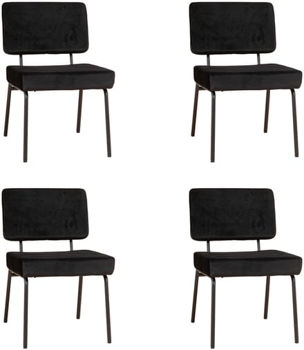 Bronx71® Velvet eetkamerstoel Espen zwart - Eetkamerstoelen set van 4 - stoel