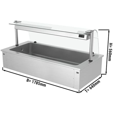 GGM Gastro Einbau Eiswanne - 1800mm - 5x GN 1/1 - 200 Liter - mit Glas-Hustenschutz Zilver
