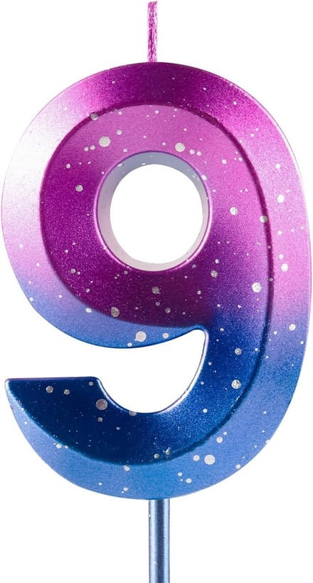 Solidchoice - Nummer 9 Kaars voor Verjaardag met Galaxy Gradient Design