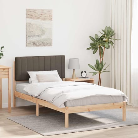 vidaXL - Bedframe - met - Gevoerde - Hoofdbord - Taupe - 100 - x - 200 - cm