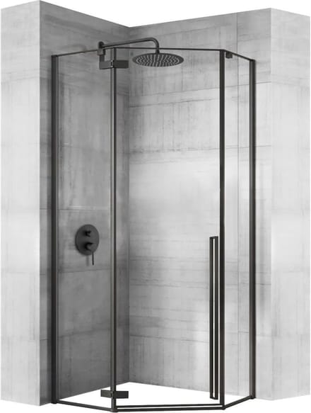 Rea Diamond - Douchecabine - Zwart - 80X80 + Witte Diamond Douchebak 80X80 Vierkant - 80X80X195Cm