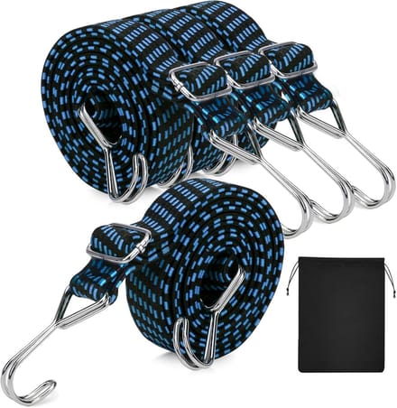 Set van 4 Verstelbare Spankabels met Haken - 1 Meter Elastische Spanbanden voor Bagage en Fiets