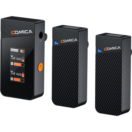 COMICA Vimo C2 draadloos microfoonsysteem met 1 ontvanger en 2 microfoons 200M zendbereik 4 without a charging case zwart