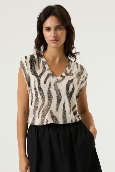 GARCIA Dames Print T-shirt Wit Korte mouw