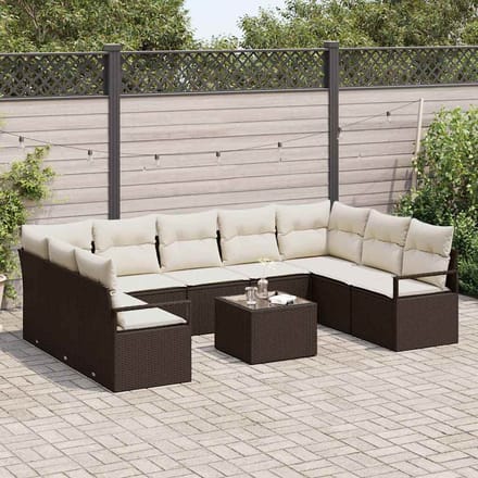 vidaXL - Tuinbank - Set - 10 - st - Bruin - en - Crème - poly - rattan