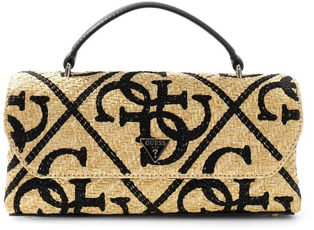 GUESS schoudertas handtas Kirsten Top Handle Flap Bag Natural / Black beige