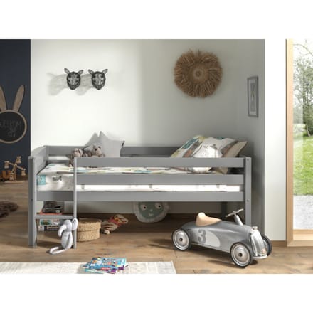 LUCEVI - Pino Halfhoogslaper met Ladder 90x200cm - Grijs - H85CM