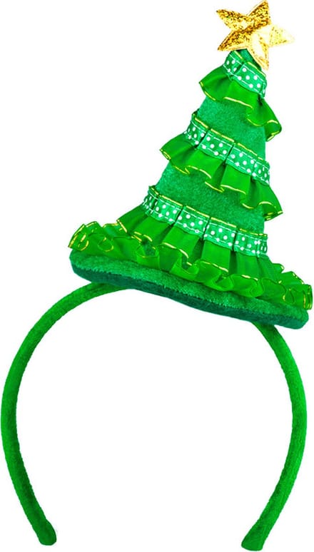 Kerstboom haarband - Diadeem - Met gouden ster - Groen - Kerst - Kerstfeest - Kerstaccessoire
