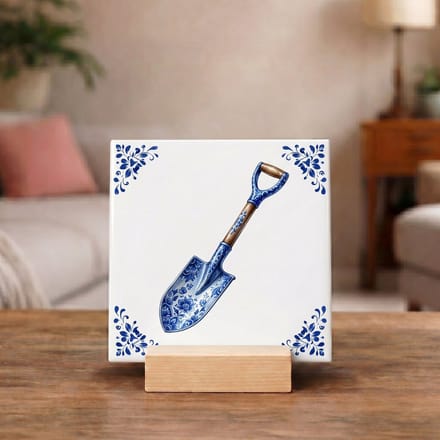 Delftsblauw Tegeltje 11x11 Schep – Tuinliefhebber Cadeau