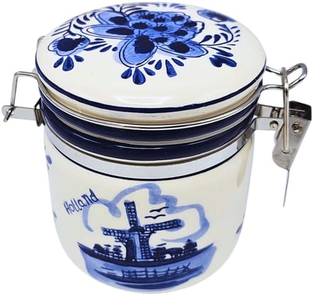 Giftbox voorraadpot 9 cm molen blauw
