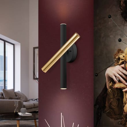 Schuller Valencia LED wandlamp Varas, dimbaar, goud/zwart