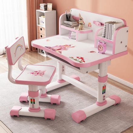 Kinderbureau met stoel - Studie set - Leren en knutselen - In hoogte verstelbaar - 101 cm breed - Multicolor
