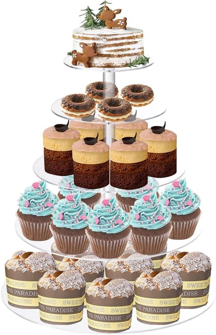 Dailygoods - 5 Tier Acryl Cupcake Stand - Herbruikbare Dessert Display voor Bruiloft en Verjaardag