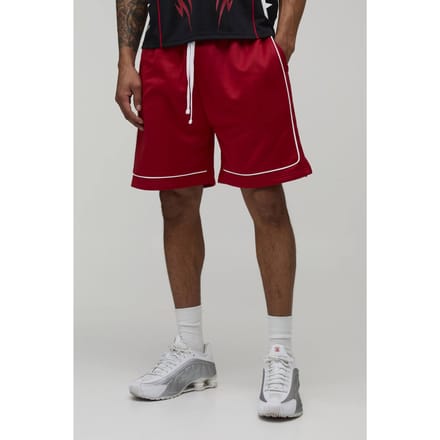 Regular Fit Tricot Short Met Biesdetail | Red | Size Medium