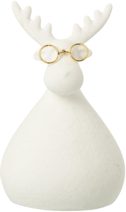 J-Line figuur Rendier - porselein - wit/goud - small