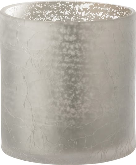 J-Line windlicht Cilinder Craquelé - glas - grijs - medium