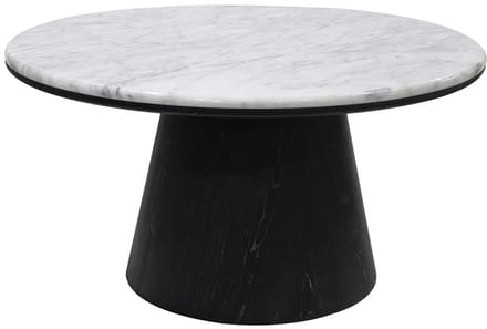 Vente-unique Salontafel van marmer met eiken fineer - Zwart - SADURA