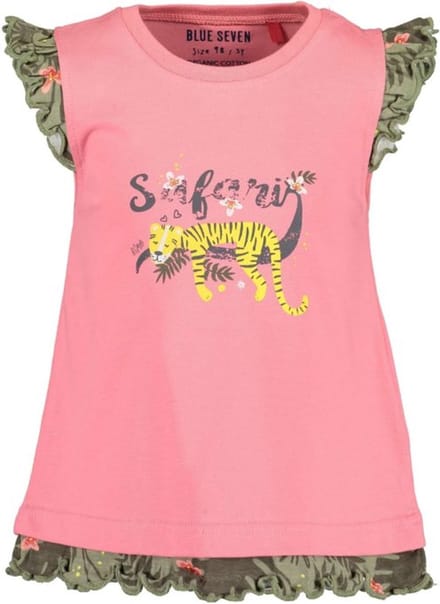 Blue Seven-Kids Girls knitted T-Shirt-Light red-Rose