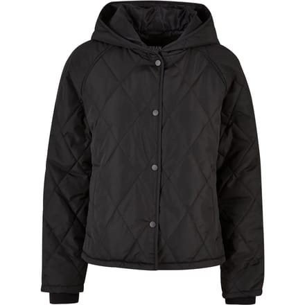 Urban Classics - Oversized Diamond Quilted Hooded Jacket - M - Zwart