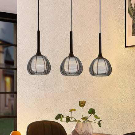 Lucande - hanglamp - 3lichts - ijzer, glas, aluminium - H: 30.5 cm - E14 - zwart, wit