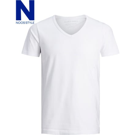 Jack & Jones witte heren t-shirt   V-hals   Slim Fit   Korte mouw Wit L
