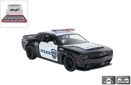 Kinsmart Dodge Challenger SRT Demon 170 Police verkoop per stuk die cast pull back motor 12cm speelgoed auto