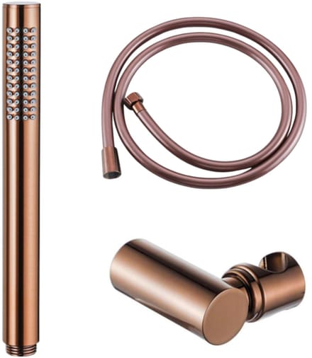 FugaFlow Eccelente Acces Handdoucheset - 22.5cm - staaf - met houder - gladde slang - 150cm - geborsteld koper PVD