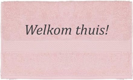 Handdoek - Welkom Thuis - 100x50cm - Roze