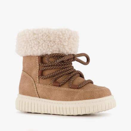 Blue Box gevoerde meisjes teddy veterboots bruin - Maat 20