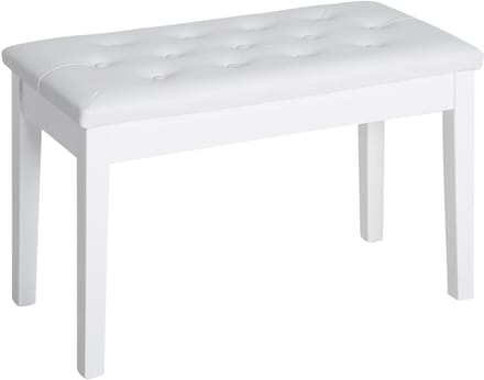 MODFU Voetenbank 76x36x50 cm van hout en kunstleer, gestoffeerd, wit