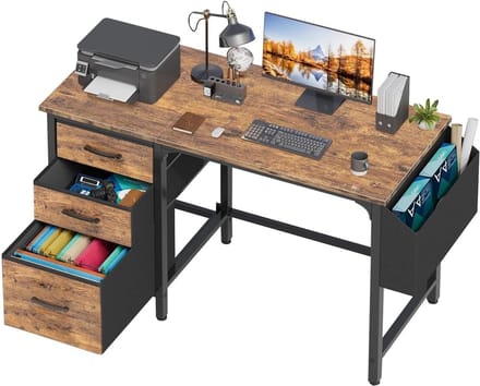 Bureau met Lades - Schrijftafel Werkplek - Thuiswerken Studeren - Omkeerbaar Ontwerp - 118 cm Breed - Rustiek Bruin