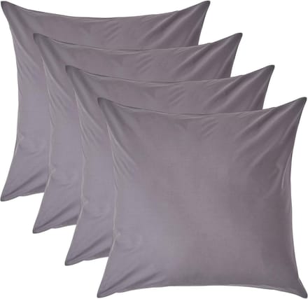 Homescapes Kussensloop 60x60 cm Set van 4 – Donkergrijs – 100% Egyptisch Perkal Katoen – 200 TC