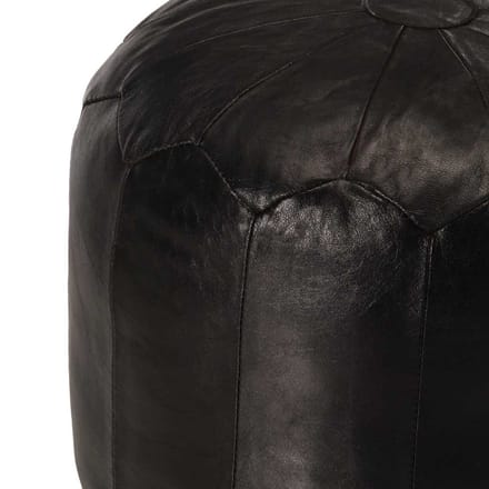 vidaXL - Poef - 40x35 - cm - echt - geitenleer - zwart