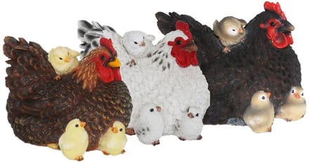 Esschert Design Liggende kip met kuikens