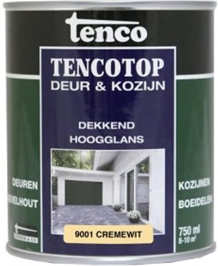 Tenco tencotop deur & kozijn dekkend hoogglans crèmewit (RAL 9001) - 750 ml