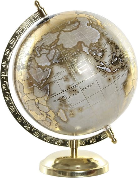 Items Wereldbol Globe - decoratie - op marmeren standaard - 28 cm - 22 x 28 cm