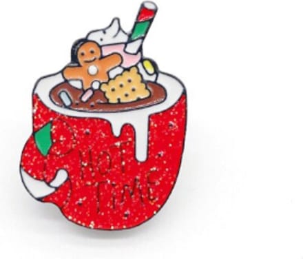 Pin ''warm choco'' red, kerst, broche, kledingspeld