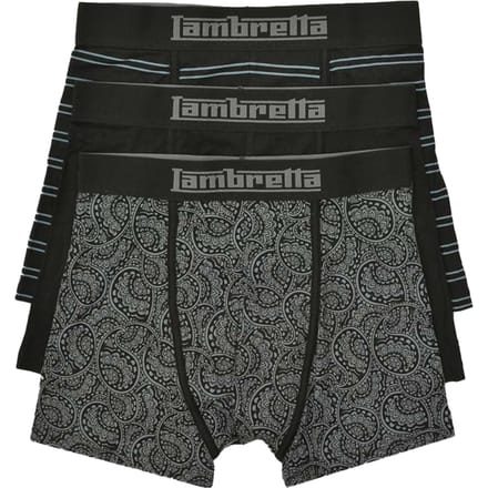 Lambretta Heren Paisley Boxershorts (Set van 3) (Zwart/Grijs)