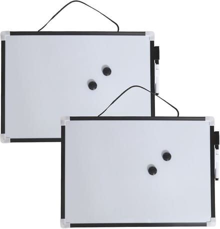 Gerimport Whiteboard/memobord magnetisch - 2x - mini - 23 x 18 cm - met marker en magneten