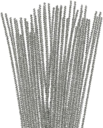 Buigbare Chenille Stelen Wikkeldraad voor Knutselen - 25 Stuks, Zilverkleurig, 6mm x 30cm