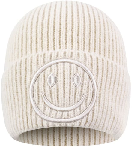 Beanie met Smiley | beige | Damesmuts | Yehwang